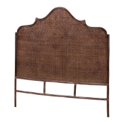 bali & pari Jaelle Natural Rattan Standalone Headboard - Handwoven Wicker Panel Headboard with Arch Top, King